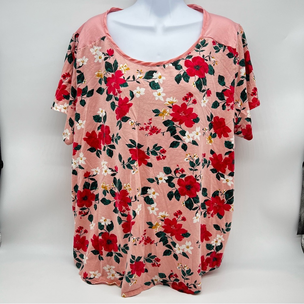 Old Navy Floral Red and Pink Blouse